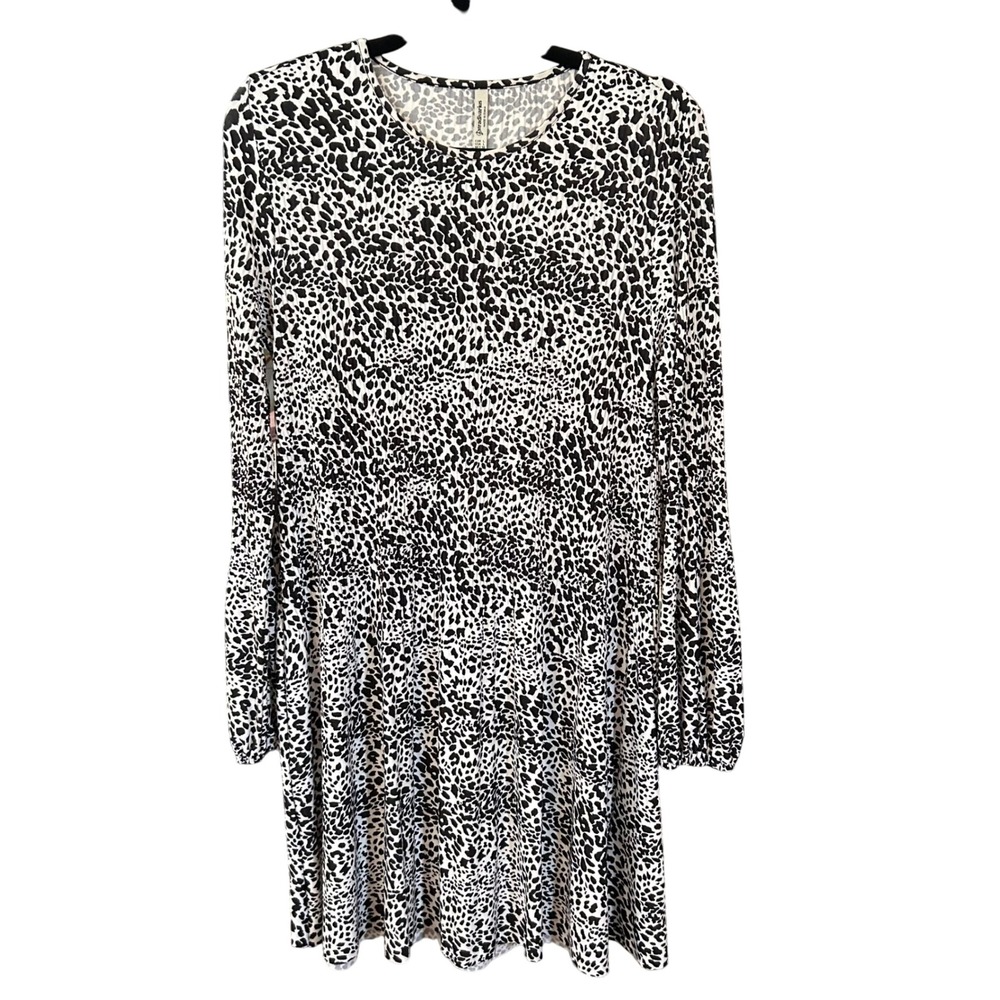 Animal Print Long Sleeve Casual Dress Leopard Print Dress